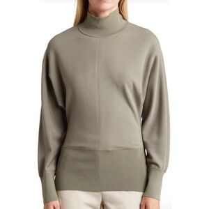 Theory LS Turtleneck Long Sleeve Double Knit Pale GreenArmy  Size Medium Viscose